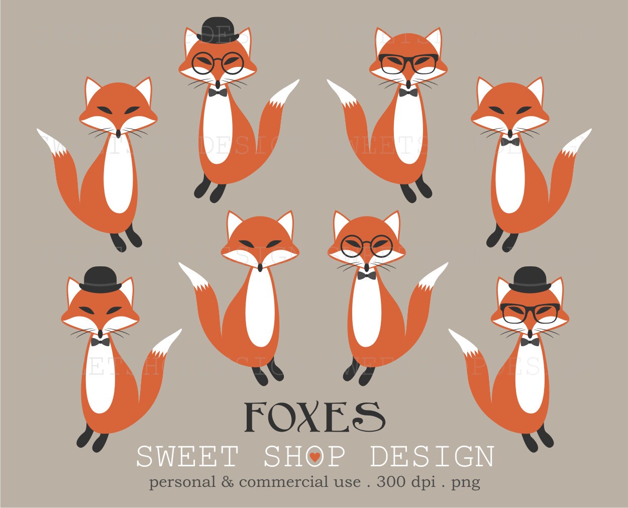Fox Clip Art Woodland Animal Clip Art Baby Shower Clip Art