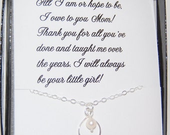 Mother of the Bride Infinity Gift, Thank you MOM, Mother of the Bride card with Sterling infinity necklace, Mothers day gift, Brides mother
