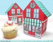 christmas sweet shoppe  -  cupcake box, holiday cookie box, holds favors, gifts and treats printable PDF kit - INSTANT download