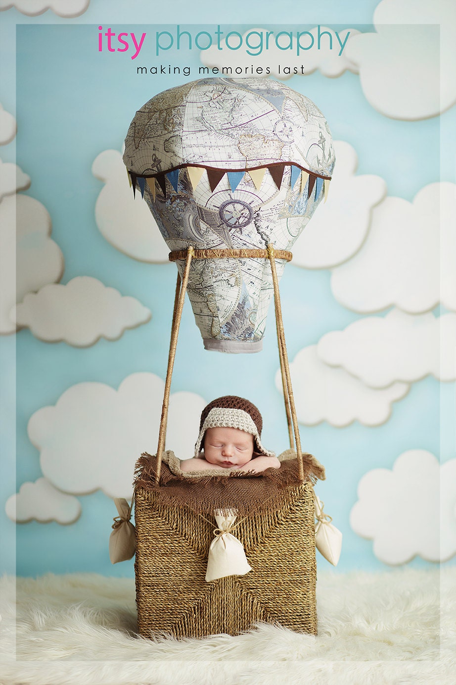 REVERSIBLE Hot Air Balloon Photography Prop Baby Decor