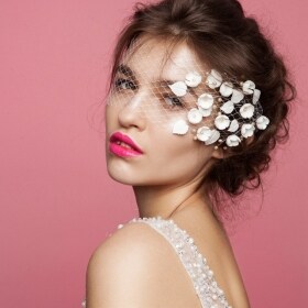 Designer Modern Veil  Bridal Headpiece Elegant and Chic Bridal Floral Veil - Headpiece Made to order