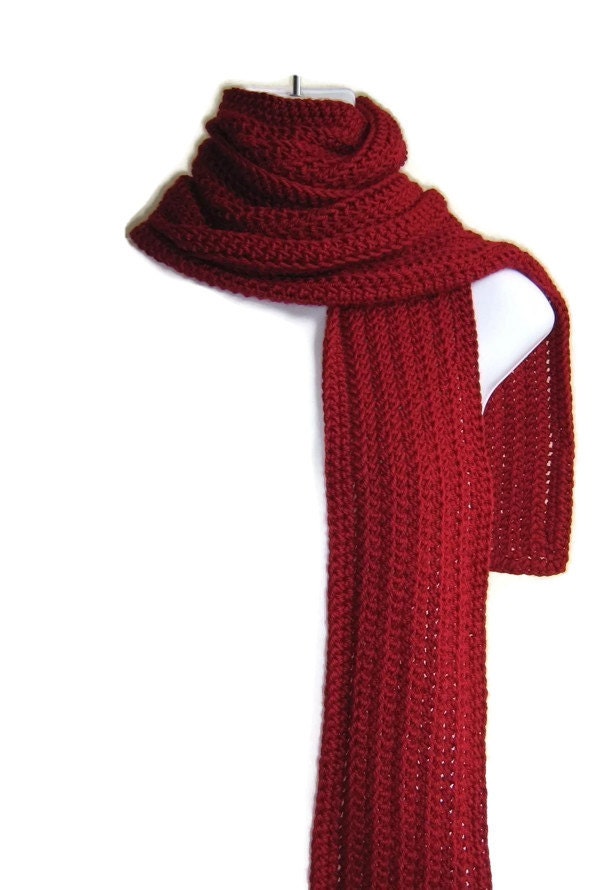 Solid Red Scarf Classic Men Unisex GABLE by smittenkittenorig