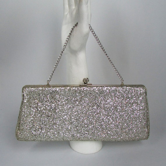 Ashanti Gold Glitter Diamante Clasp Clutch Bag | XY London