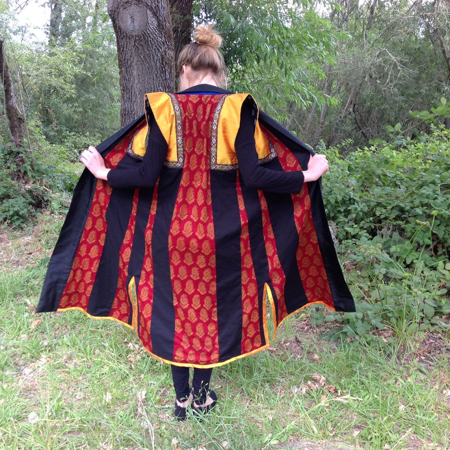 Coat, Womens Coat, Custom Made,TIbetan Panel Coat, Silk Indian Prints