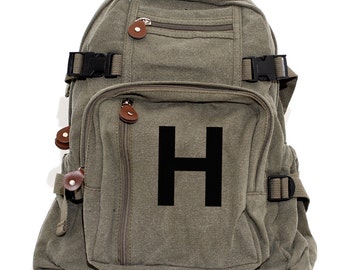 Backpack, Helvetica Monogram Backpack, Canvas Backpack, Kids Backpack, Personalized Diaper Bag Backpack, Womens Backpack, Mens Backpack