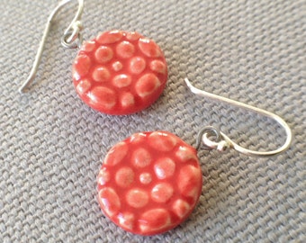primrose earrings, blood orange ... handmade porcelain jewelry by Sofia Masri
