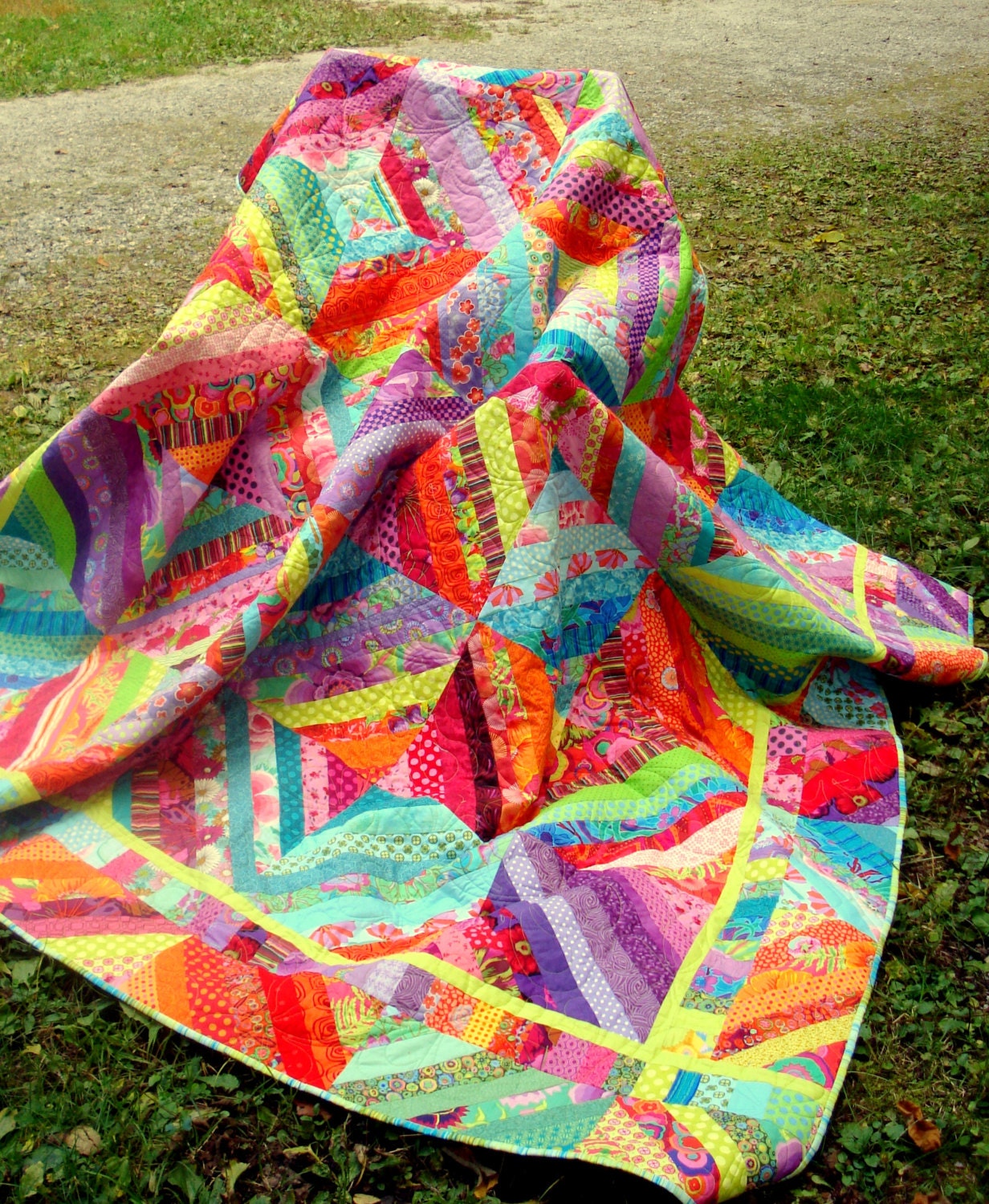 Double Quilt In Kaffe Fassett Fabrics By Uniquelynancy On Etsy   Il Fullxfull.507494204 Indv 