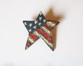 Primitive Folk Art Americana Patriotic Star Tin Pin , Brooch - Pin - Hand Crafted Wearable Folk Art