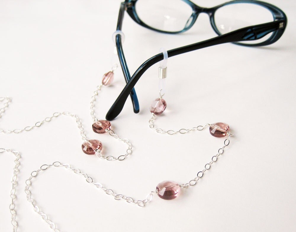 Mauve Eyeglass Chain Sterling Silver Glasses Holder Chain
