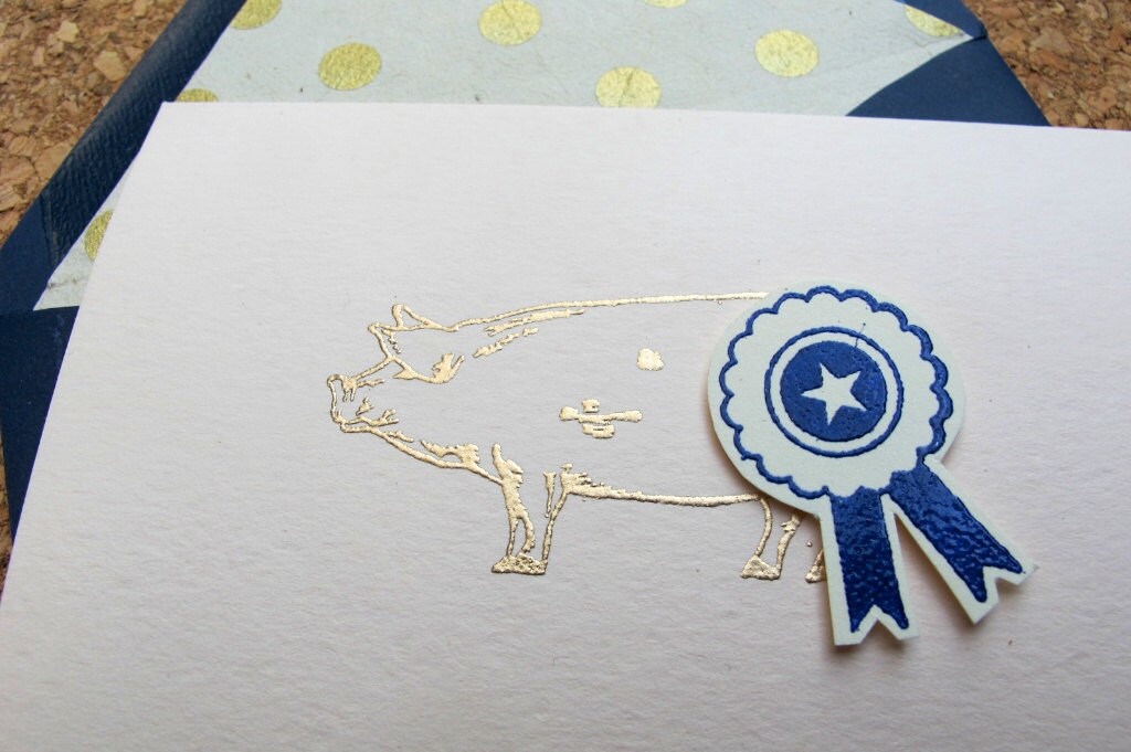 Blue Ribbon Pig set of 3 cards