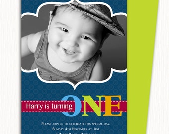 photo Birthday Invitation/1st Birthday Invitation/Boy Birthday Invitation/1st, 2nd, 3rd Birthday Invitation/Free Background/Print yourself
