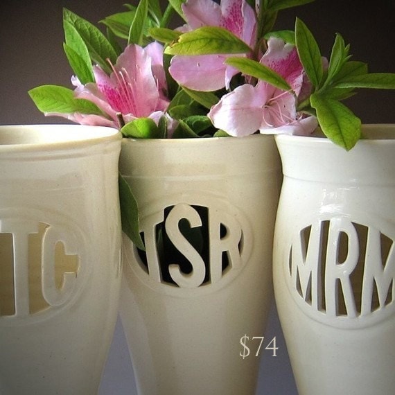 Wedding Registry for Colleen & Ethan for a large monogram vase with the monogram CSE