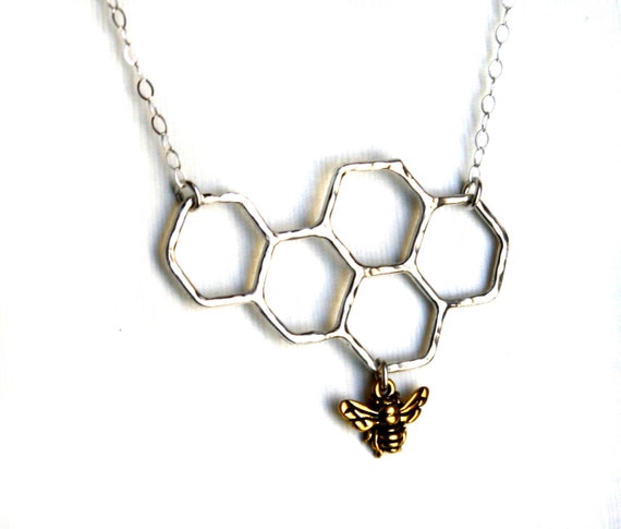 SALE- Sweets for the Sweet- Sterling Silver Honeycomb Necklace by Rachel Pfeffer