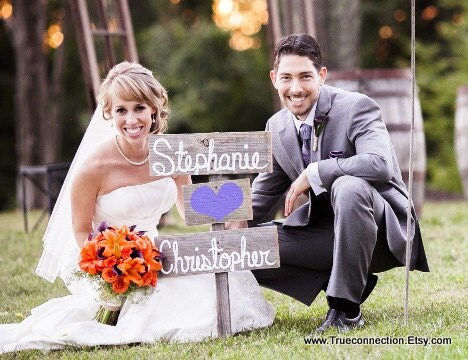 Wedding Sign Photo Prop With Names Entrance Yard Sign Outdoor Parties Decoration Hand Painted Reclaimed Wood. Rustic Weddings Trueconnection