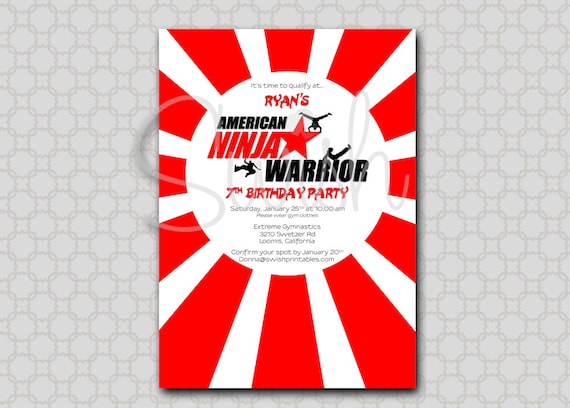 American Ninja Warrior Digital Birthday Invitation - Printable 5x7 Invite Il_570xn