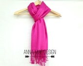 Beautiful Pashmina, Scarf, Shawl, for Bridal Weddings, Wraps, Shrug, Hijab, in Hot Pink, Fuchsia