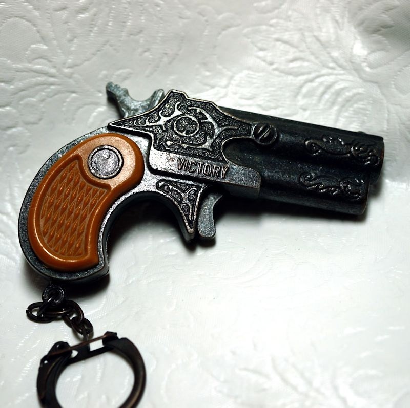 Cap Gun Pistol Key Ring Vintage Handgun Keychain by SmArtsyJewelry
