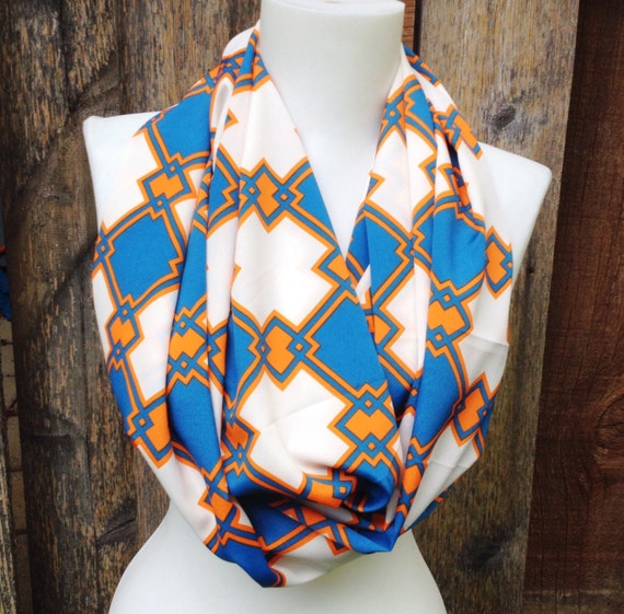 Orange & Blue infinity Scarf Modern Geometric scarf Denver