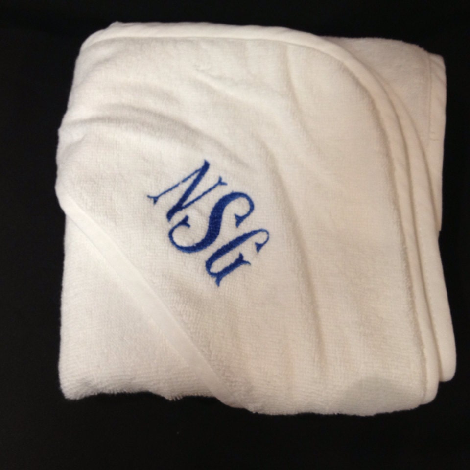 Monogrammed Personalized Hooded Baby Towel Embroidered