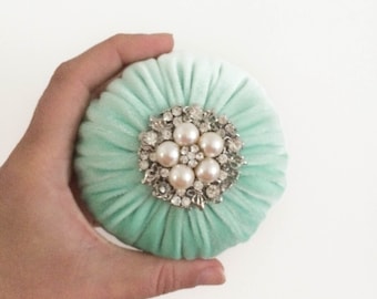 4" Mint Green Emery Pincushion / Pin Cushion _ Keep your needles clean and sharp