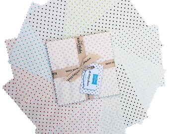 SQ59 Riley Blake Le Creme Swiss Dots Precut 5" Stacker Fabric Quilting Cotton Charm Pack Squares 5-600-11