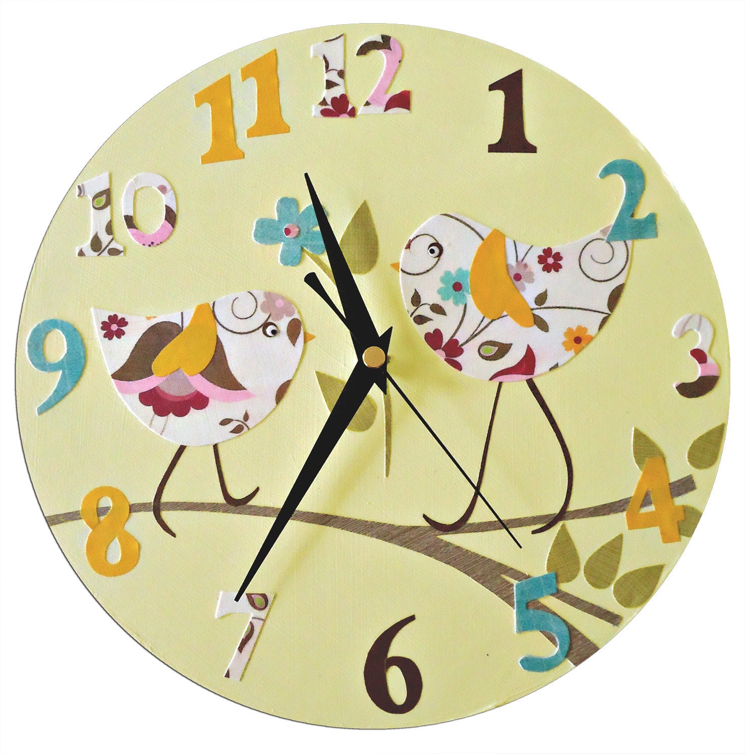 Bird Clock / Children's Wall Clock / Girls Nursery Decor