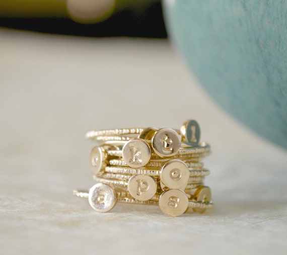 Stacking Initial Rings Gold-Filled Set of Three Custom