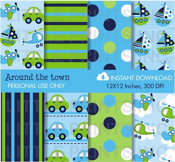 Transportation Digital Paper INSTANT DOWNLOAD Il_570xn