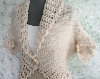 Womens Crochet Shrug Pattern With lace Trim In 3 Sizes Easy To Make Instant Dowload
