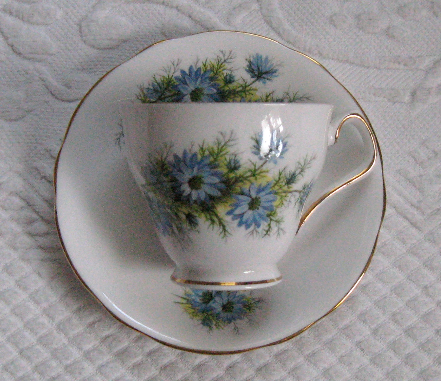 Blue Flower Tea cup . Bone China Tea Cup by Royal by vintagous