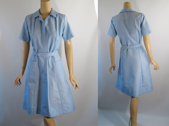 Vintage Dress Blue and White Pinstripe Waitress or Nurse