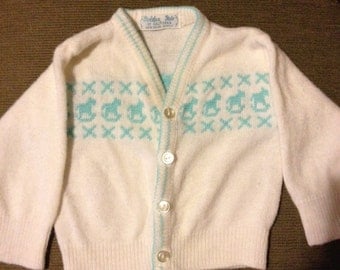 Vintage knitted BABY rocking horses SWEATER