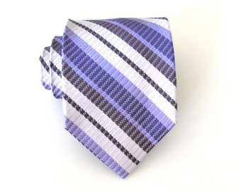 Mens Ties Necktie for Men Purple Stripe Silk Tie