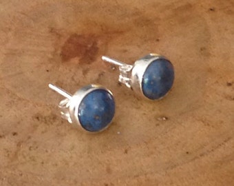 Denim Lapis Sterling Silver Studs Post Earrings 6mm Ready to Ship
