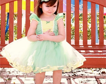 Princess Tiana Dress, Princess and the frog costume, Princess Tiana tutu dress, mint green dress, birthday dress, flower girl dress