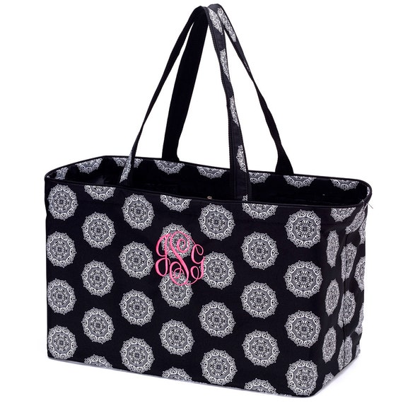 Christmas Gift - Extra large monogrammed tote bag -