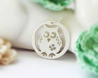 Owl Necklace, Sterling Silver