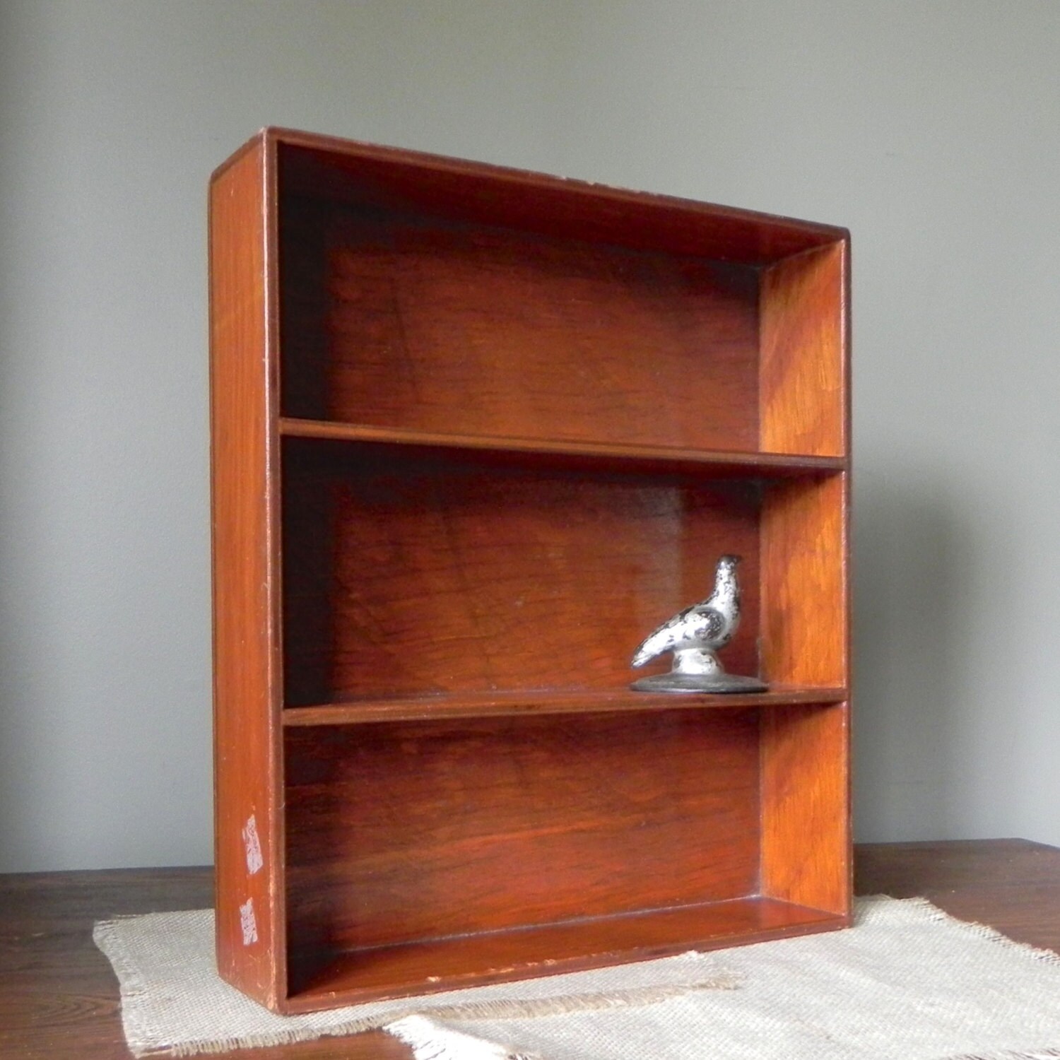 Vintage divided box shelf primitive rustic three shelves for smalls ...