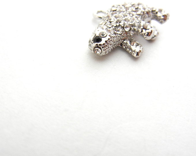 Small Rhinestone Polar Bear Charm Pendant