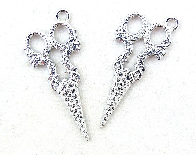 Pair of Small Silver-tone Crane Scissor Charms