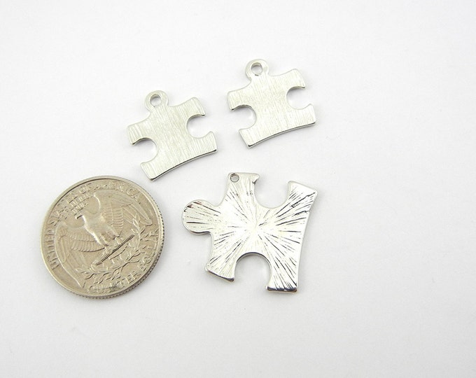 Set of Puzzle Pendant and Charms with Love Autism Symbol Silver-tone