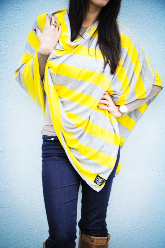 Yellow and Gray Nursing Cover for New Moms // Nursing poncho-Full Coverage-Poncho-Modern-Privacy-Breastfeeding // Mother's Day Gift