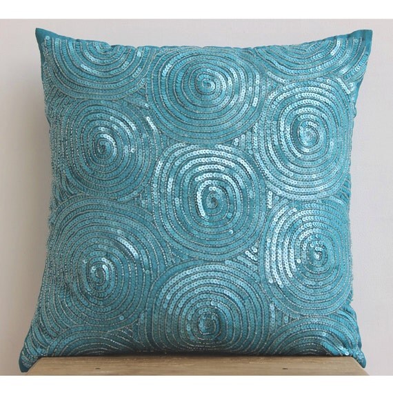 thehomecentric - Decorative Throw Pillow Covers Accent Pillow Couch Sofa Toss 26 x 26 Blue Silk ...