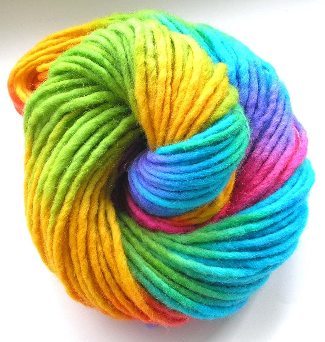 Bulky Yarn Hand Dyed Bulky Wool Yarn Bright Rainbow