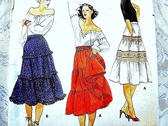 Butterick Gypsy Boho Skirt Pattern Misses size 12 Waist 26.5