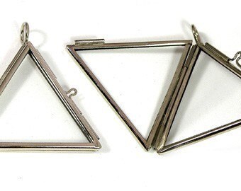6 Glass Lockets, Pendants, hinged equi triangle, G2063.79