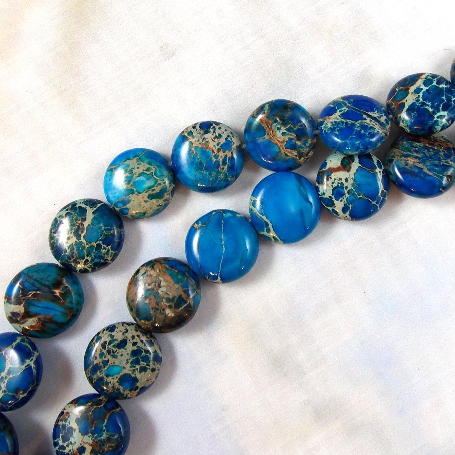 Blue Aqua Terra Sea Sediment Jasper Gemstone Beads 12 MM
