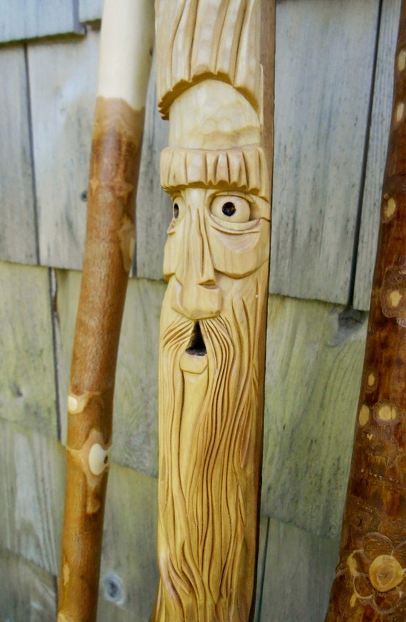 Wizard Walking Stick Hand Carved Collectors By Bearpawrustics 1670