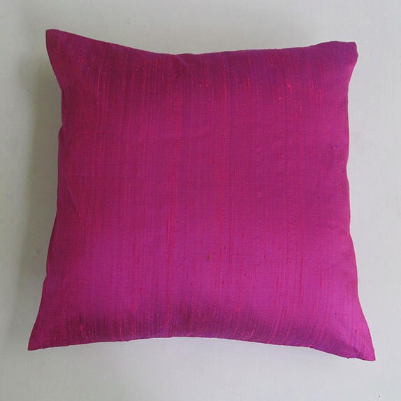 fuschia pink decorative pillow. dupioni silk hot pink throw