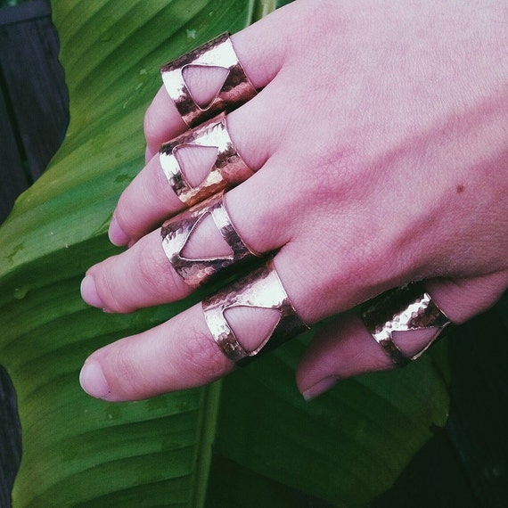 Items similar to triangle, tube ring, brass, adjustable, hammered, cuff